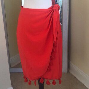 Show Me Your MuMu Red W/Tassels Faux Wrap Skirt/Coverup Medium